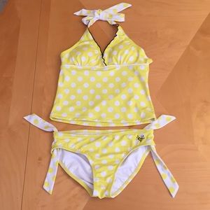 Justice Yellow Polka Dot Bathing Suit